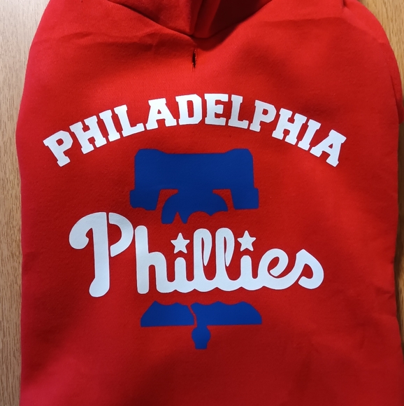 Small Dog Or Large Cat Philadelphia Phillies Red Hoodie Baseball Size XL - Picture 3 of 5